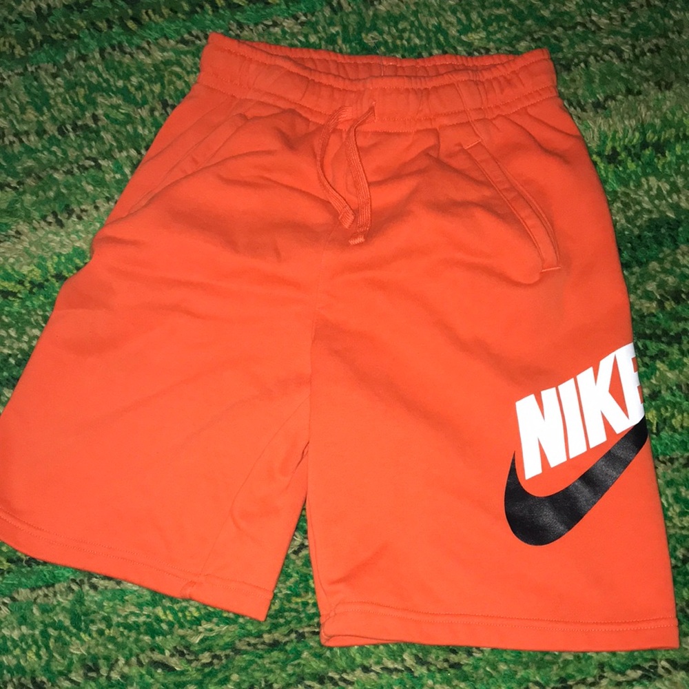 Nike Men’s Orange Logo Athletic Shorts